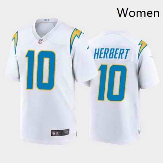 Women Nike Los Angeles Chargers 10 Justin Herbert White Alternate Vapor Limited Jersey